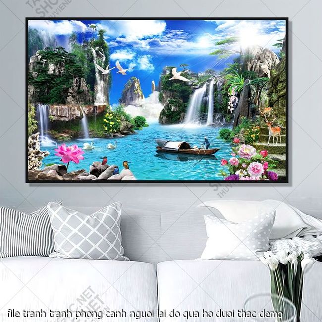 file tranh tranh phong canh nguoi lai do qua ho duoi thac